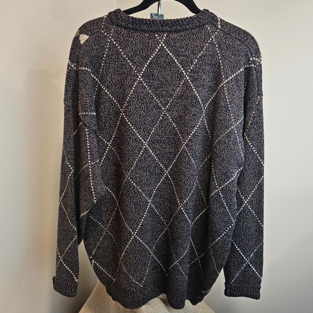 Izod Cable Knit Cotton Vintage Sweater Mens Medium Golf Tennis 90s Vintage - Picture 3 of 11